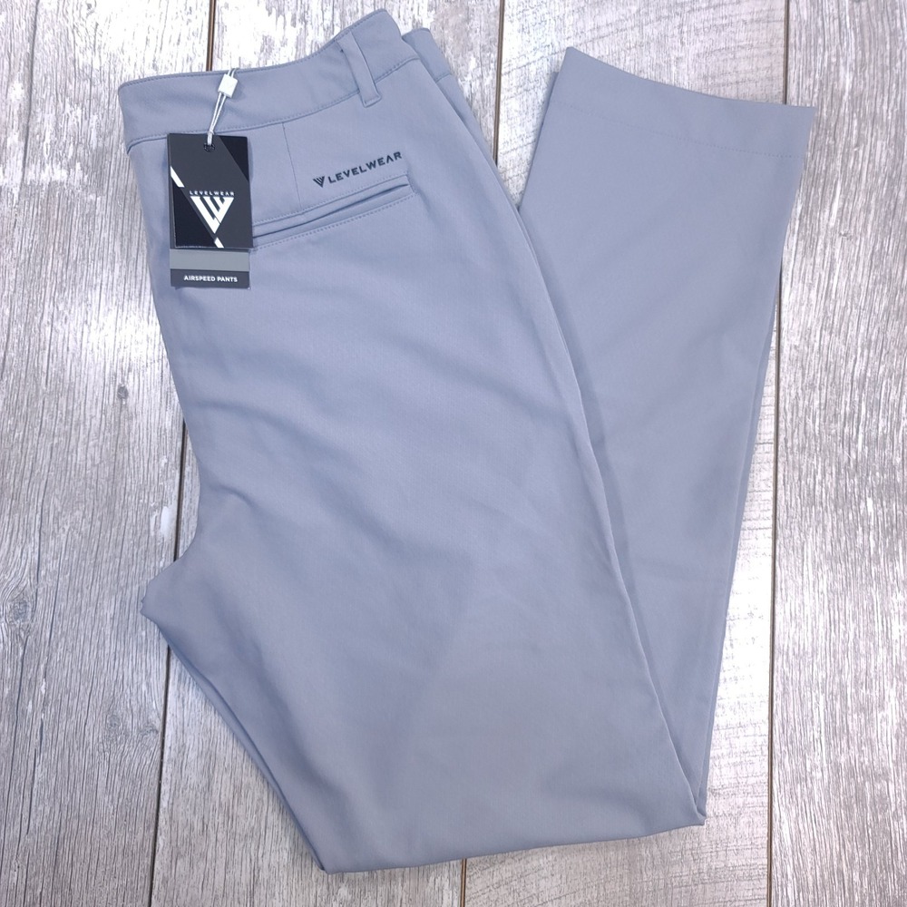 Levelwear Pants Mens 34x33 Gray Airspeed Golf Straight Chino Stretch Waist
